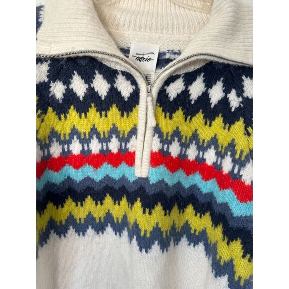 AERIE Quarter Zip Sweater Fair Isle Cozy Soft Thick Chunky Nordic Size Medium - Picture 3 of 10